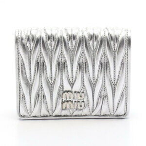 Miu Miu MATELASSE Bi fold Wallet Leather Silver